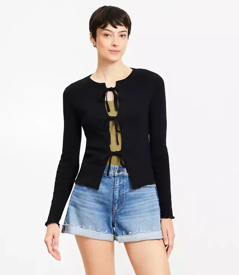Ribbed Tie Cardigan