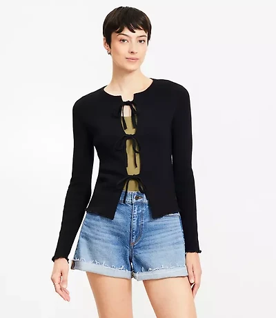 Ribbed Tie Cardigan