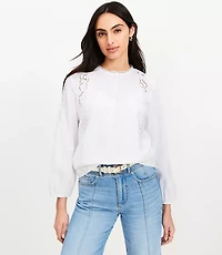 Petite Lace Trim Blouse