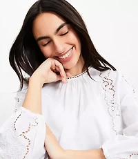 Petite Lace Trim Blouse