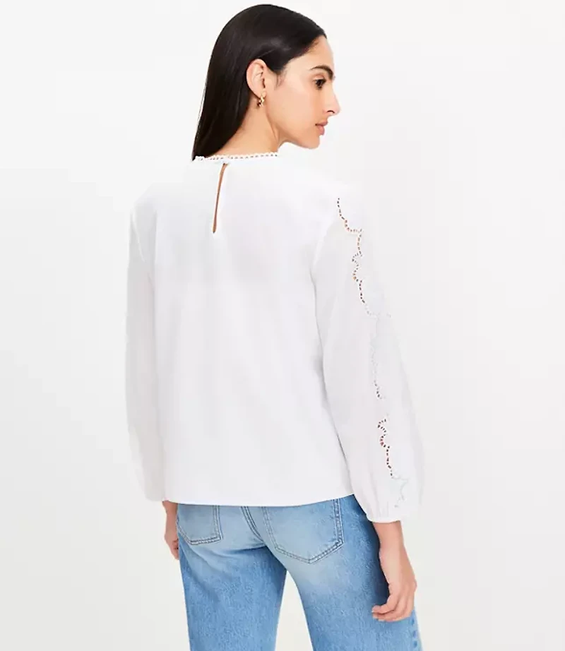 Petite Lace Trim Blouse