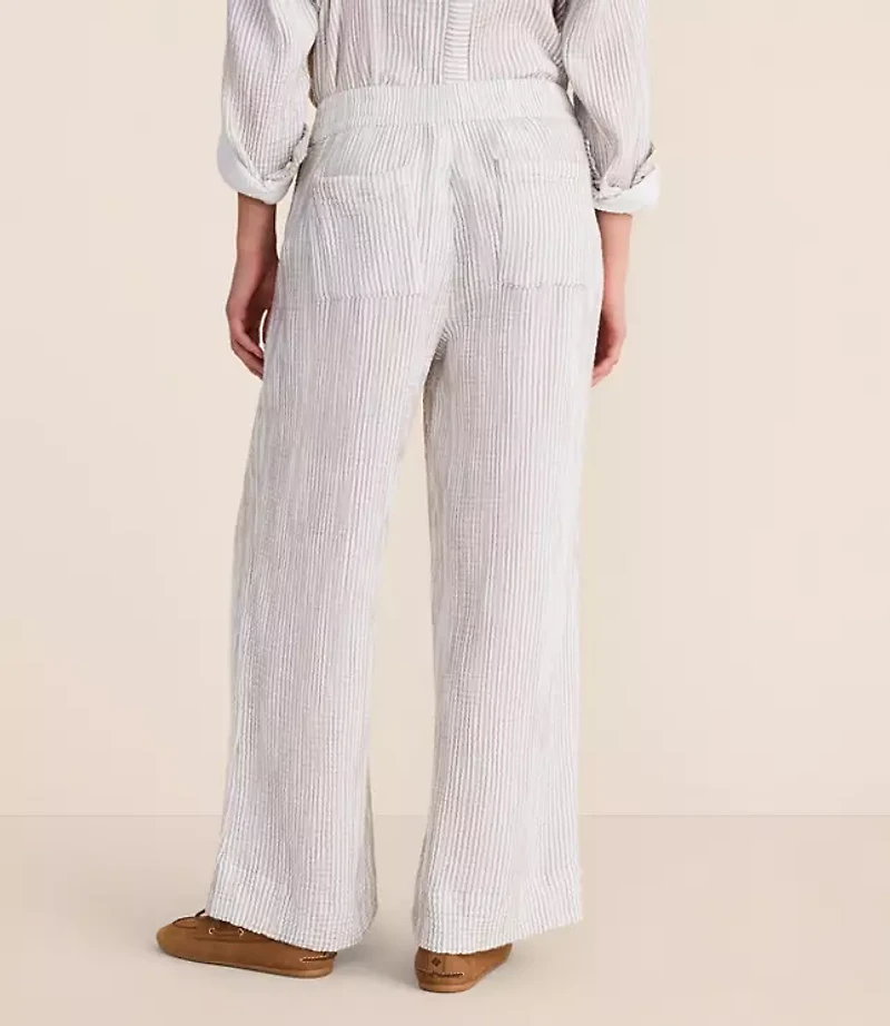 Petite Lou & Grey Striped Triple Cloth Wide Leg Pants