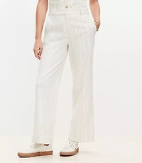 Petite Cuffed Ankle Pants in Striped Cotton Linen