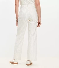 Petite Cuffed Ankle Pants in Striped Cotton Linen