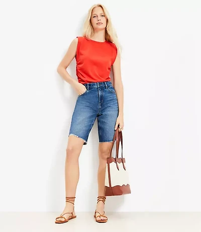 Petite Denim Bermuda Shorts in Vintage Dark Wash