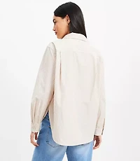 Petite Striped Poplin Everyday Relaxed Pocket Shirt
