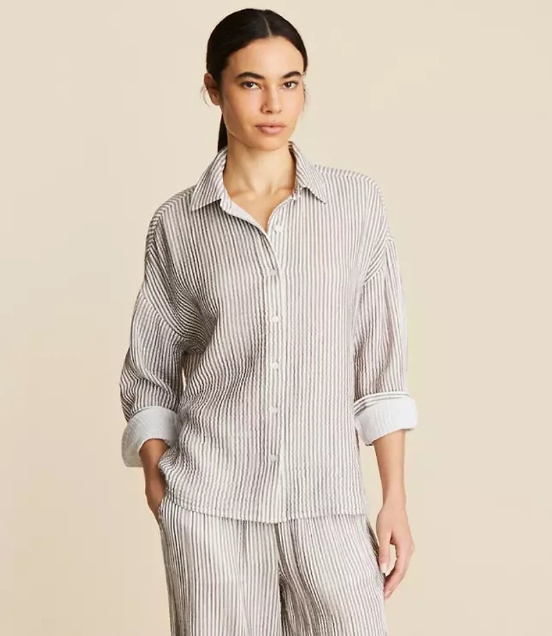 Petite Lou & Grey Striped Triple Cloth Shirt