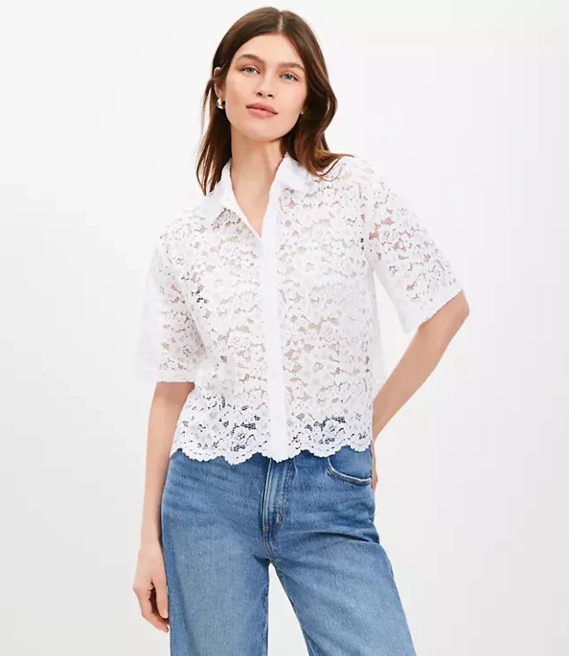 Floral Lace Short Sleeve Top