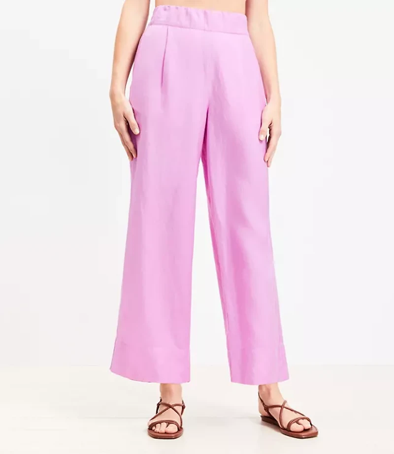 LOFT Beach Linen Blend Wide Leg Pants