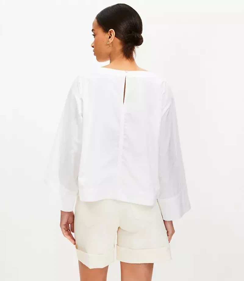 Petite Poplin Wide Cuff Blouse