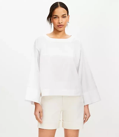 Petite Poplin Wide Cuff Blouse