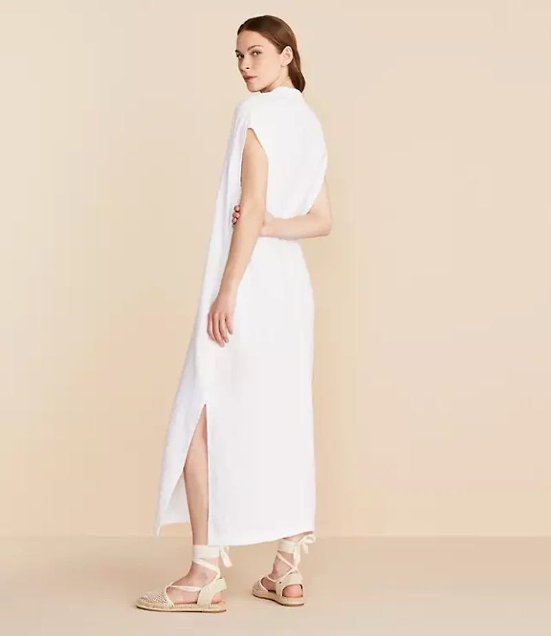 Lou & Grey Triple Cloth Split Neck Maxi Dress