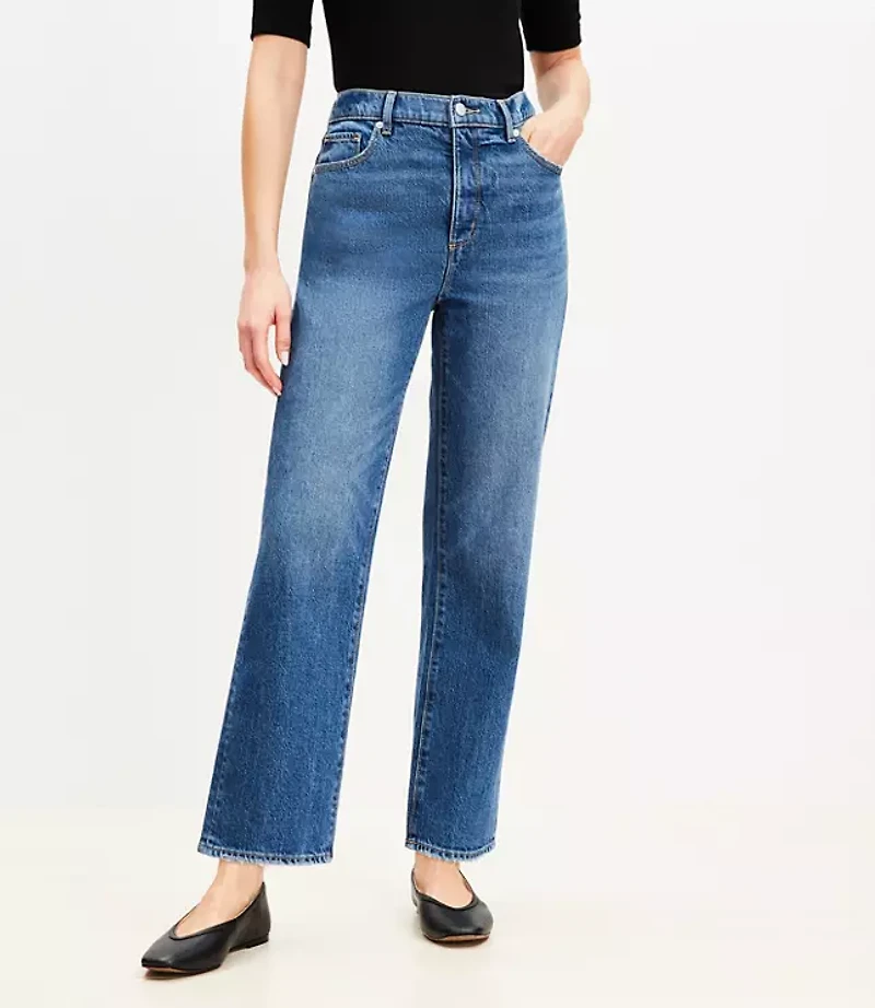 Petite High Rise Straight Jeans in Bright Vintage Wash