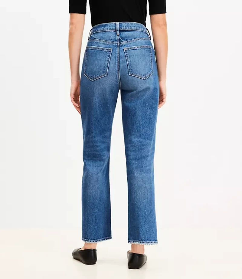 Petite High Rise Straight Jeans in Bright Vintage Wash