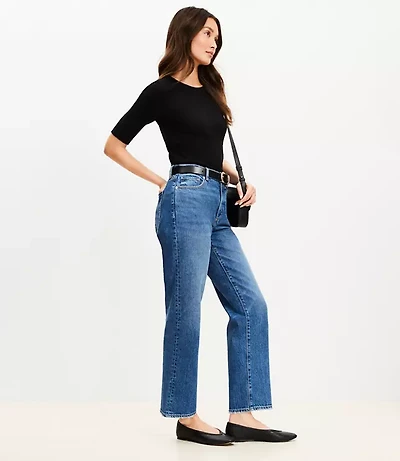 Petite High Rise Straight Jeans in Bright Vintage Wash