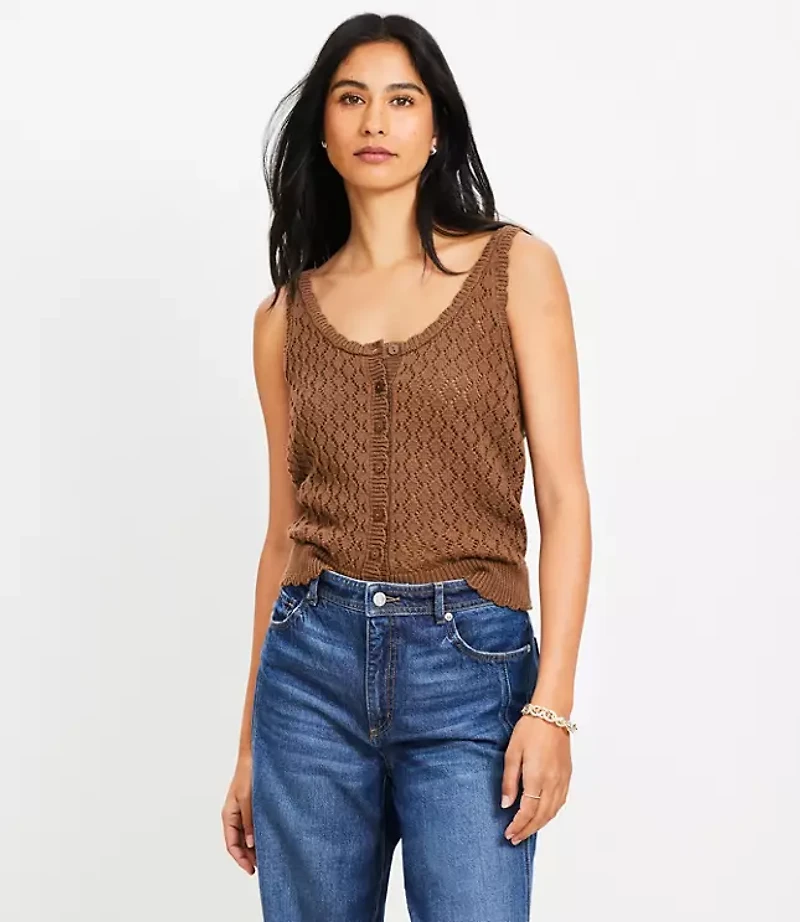 Crochet Button Sweater Tank Top