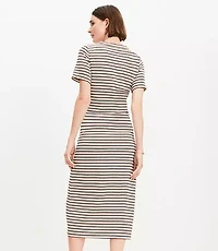 Petite Stripe Ribbed V-Neck Midi Dress