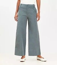 Petite Seamed Palmer Wide Leg Crop Pants in Twill
