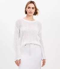 Scalloped Pointelle Flare Sleeve Sweater