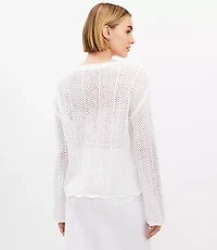 Scalloped Pointelle Flare Sleeve Sweater