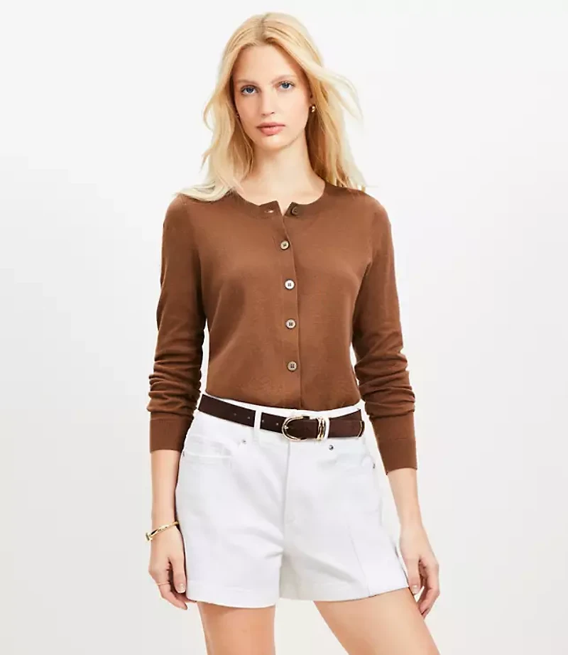 Petite Modern Crew Neck Cardigan