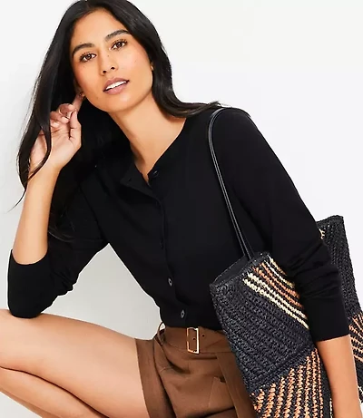 Petite Modern Crew Neck Cardigan