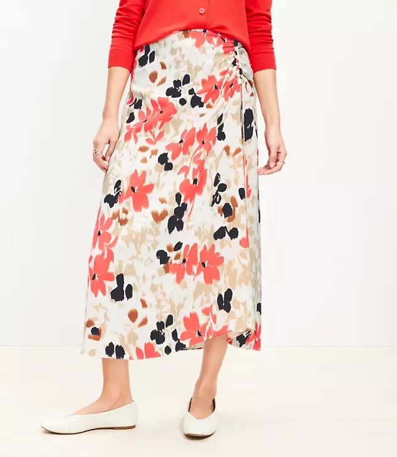 Petite Gardenia Ruched Midi Skirt
