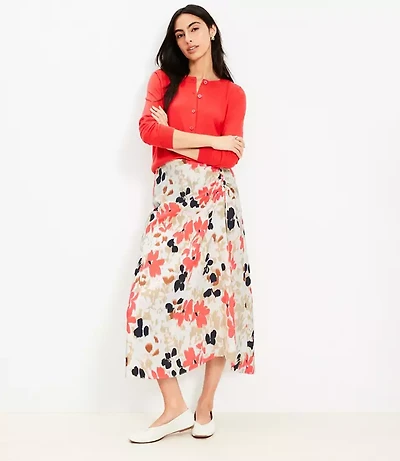 Petite Gardenia Ruched Midi Skirt