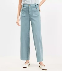 Petite Palmer Wide Leg Crop Pants in Twill