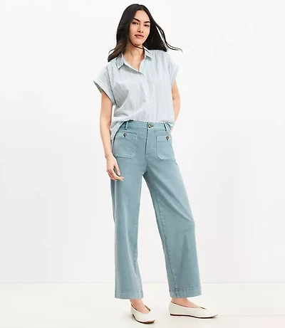 Petite Palmer Wide Leg Crop Pants in Twill