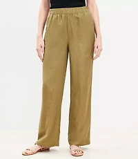Pull On Straight Pants Linen Blend