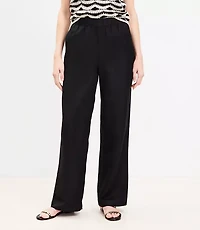 Pull On Straight Pants Linen Blend