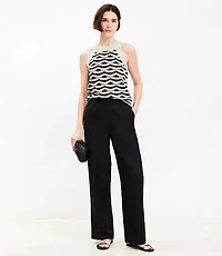 Pull On Straight Pants Linen Blend