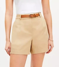 Petite Faux Leather Belted Shorts