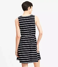 Striped Drawstring Mini Pocket Dress