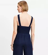 Petite Linen Blend Strappy Back Shell