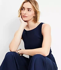 Petite Linen Blend Strappy Back Shell