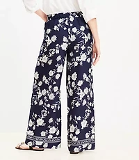Petite Fluid Pull On Wide Leg Pants in Floral