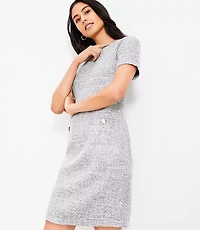 Tweed Button Pocket Dress