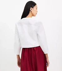 Petite Balloon Sleeve Denim Jacket White