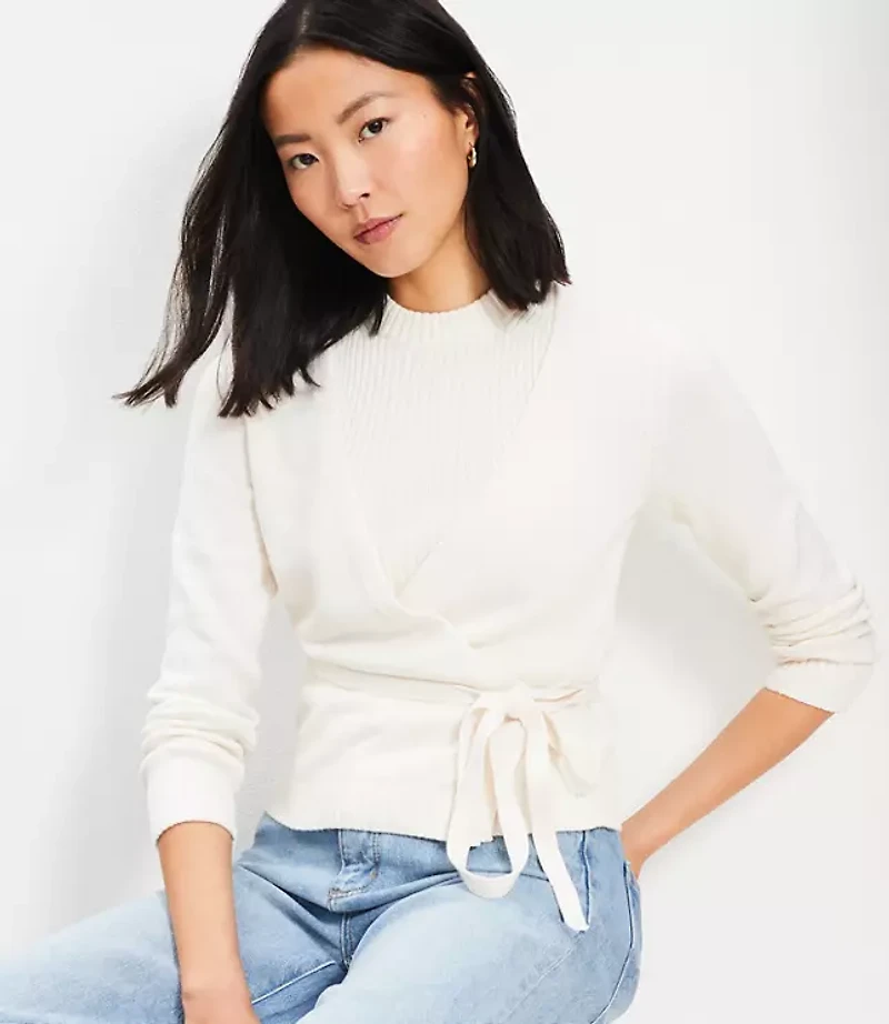 Petite Layered Wrap Sweater