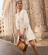 Petite Denim Balloon Sleeve Mini Pocket Dress