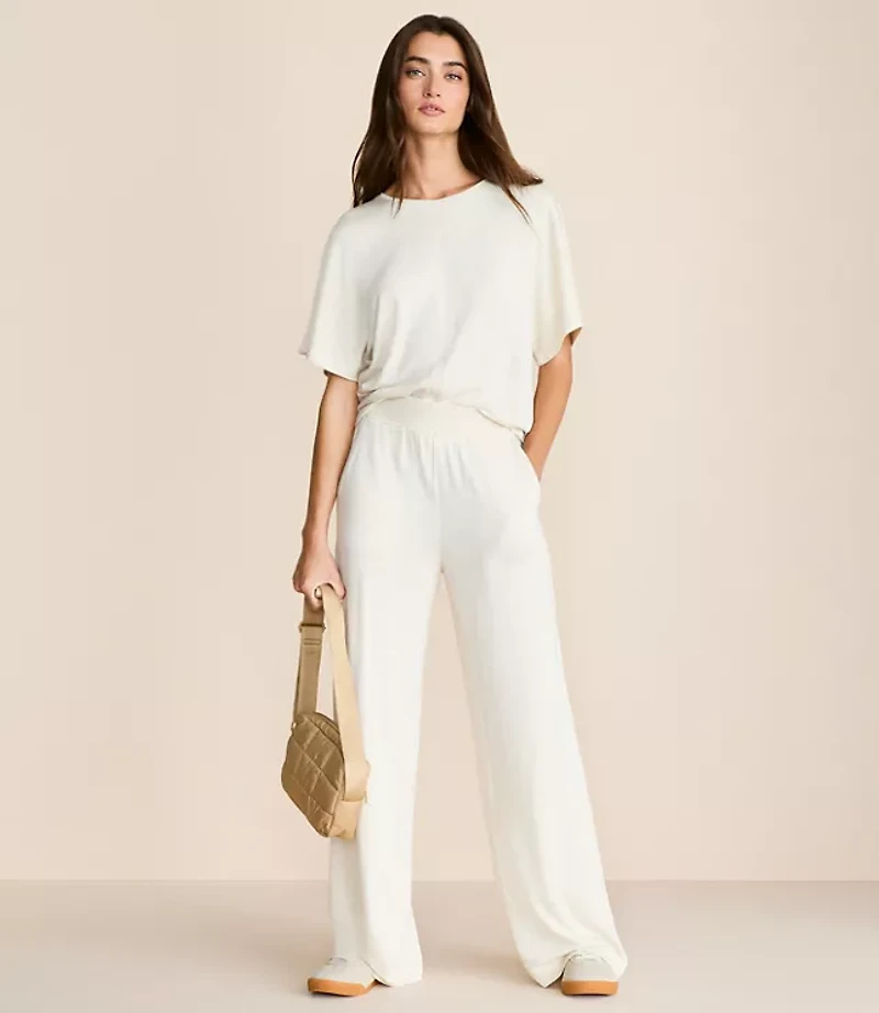 Lou & Grey Heathered Signaturesoft Wide Leg Pants