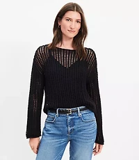 Mesh Stitch Boatneck Sweater