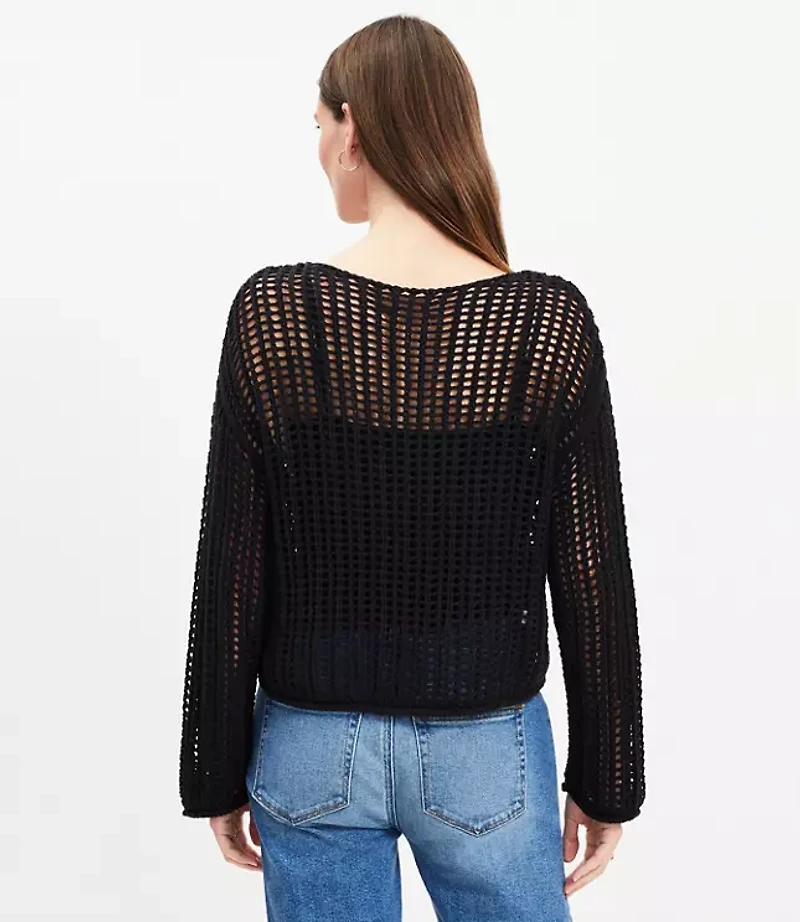Mesh Stitch Boatneck Sweater