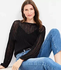 Mesh Stitch Boatneck Sweater