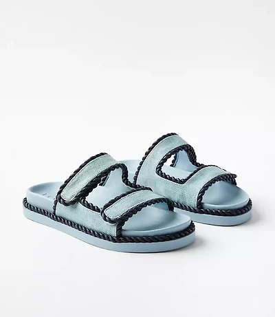Straw Double Buckle Molded Sandals