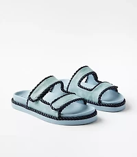 Straw Double Buckle Molded Sandals