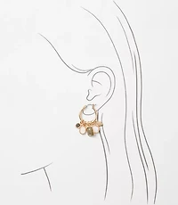 Marbleized Mother Of Pearl Charm Hoop Earrings