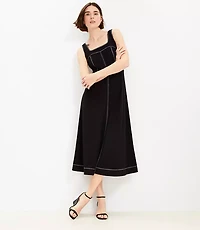 Petite Ponte Square Neck Midi Dress